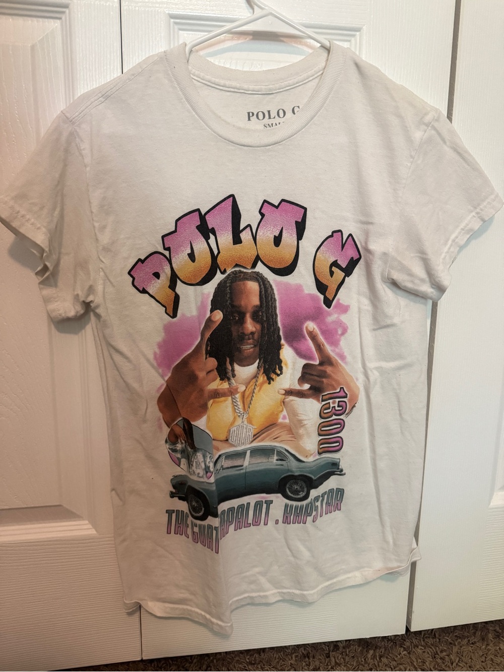 Polo by Ralph Lauren White Graphic Short Sleeve Tee with Pink & Yellow Accents